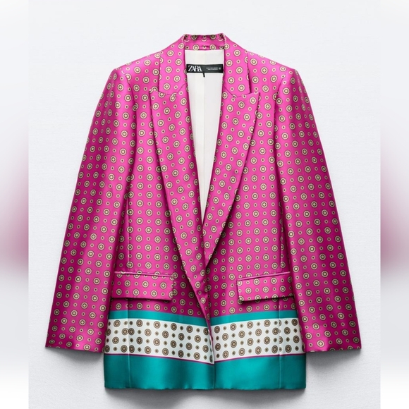 BNWT! Zara Printed satin blazer - Picture 2 of 7